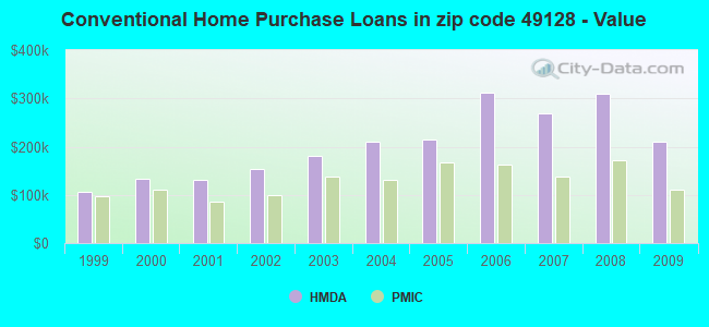 Conventional Home Purchase Loans in zip code 49128 - Value