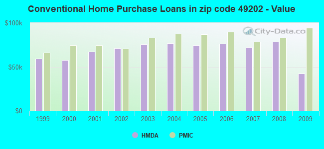Conventional Home Purchase Loans in zip code 49202 - Value