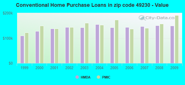 Conventional Home Purchase Loans in zip code 49230 - Value
