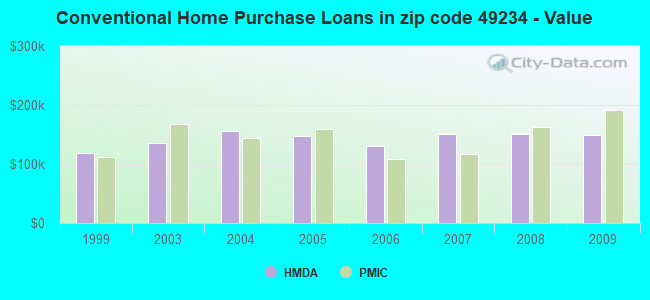 Conventional Home Purchase Loans in zip code 49234 - Value