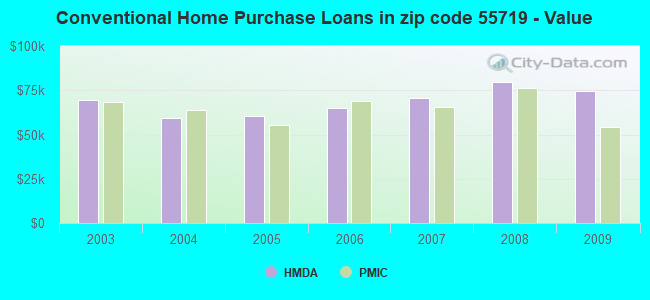 Conventional Home Purchase Loans in zip code 55719 - Value