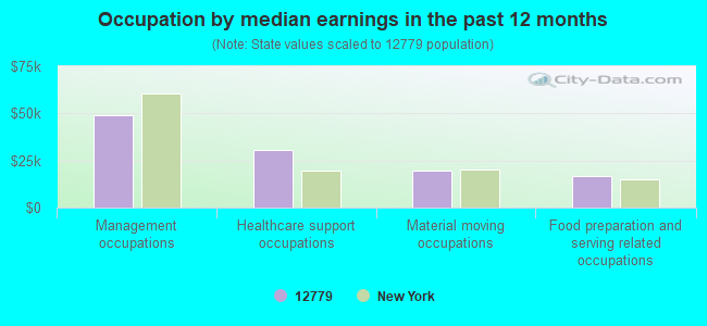 Occupation by median earnings in the past 12 months