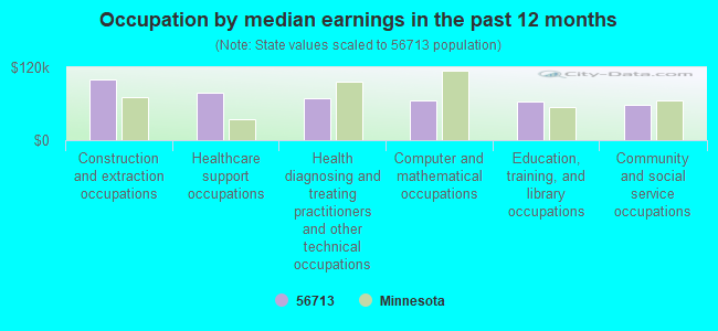 Occupation by median earnings in the past 12 months