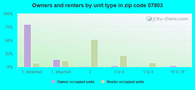 Owners and renters by unit type in zip code 07803