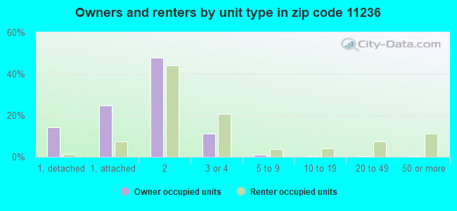 Owners and renters by unit type in zip code 11236