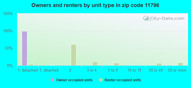 Owners and renters by unit type in zip code 11796