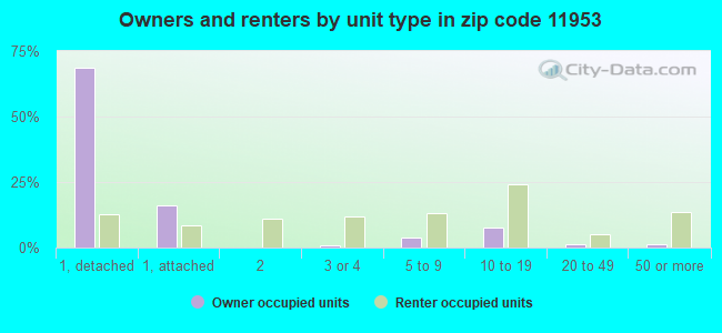 Owners and renters by unit type in zip code 11953