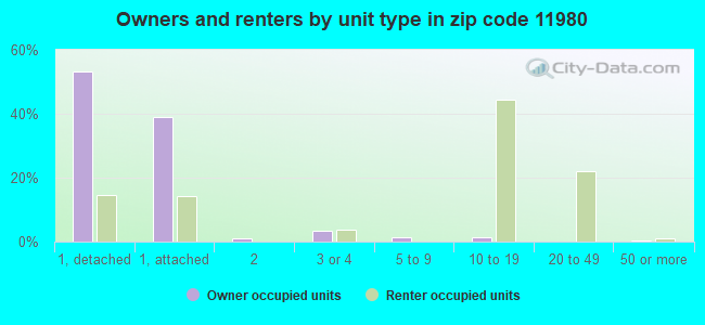 Owners and renters by unit type in zip code 11980