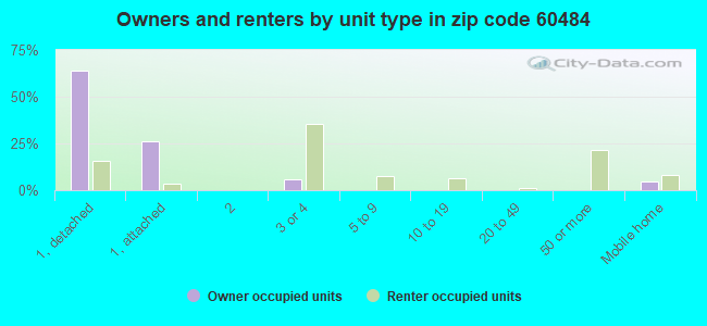 Owners and renters by unit type in zip code 60484
