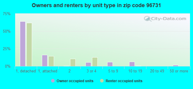 Owners and renters by unit type in zip code 96731