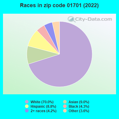 Races in zip code 01701 (2021)