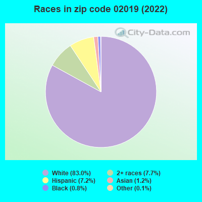 Races in zip code 02019 (2019)
