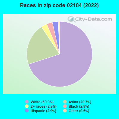 Races in zip code 02184 (2021)