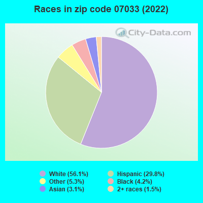 Races in zip code 07033 (2022)