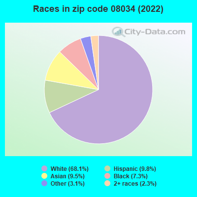 Races in zip code 08034 (2019)
