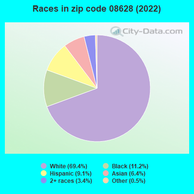 Races in zip code 08628 (2021)