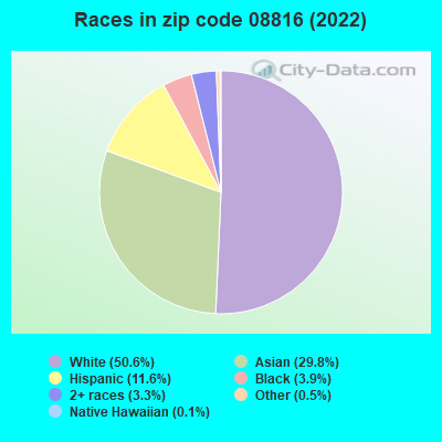 Races in zip code 08816 (2021)