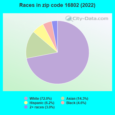 Races in zip code 16802 (2022)