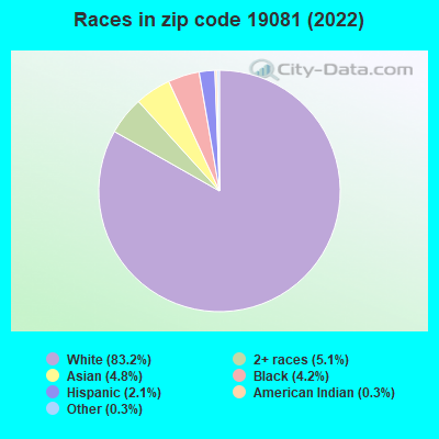 Races in zip code 19081 (2021)