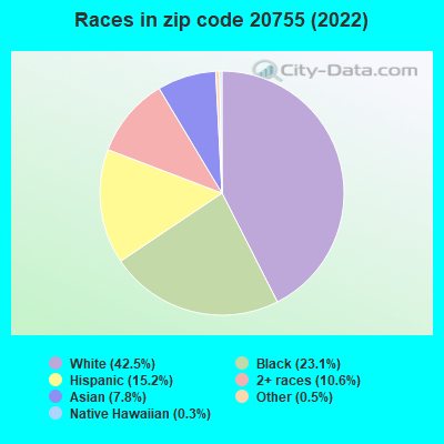 Races in zip code 20755 (2022)