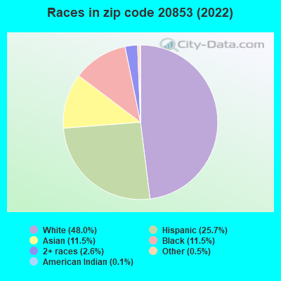 Races in zip code 20853 (2021)