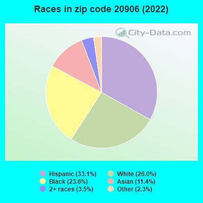 Races in zip code 20906 (2019)