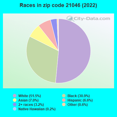 Races in zip code 21046 (2019)