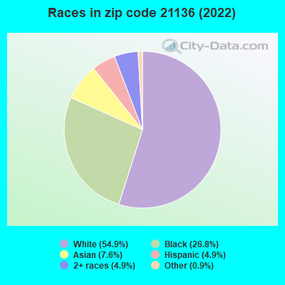 Races in zip code 21136 (2022)