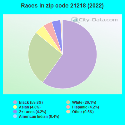 Races in zip code 21218 (2021)