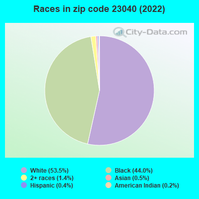 Races in zip code 23040 (2022)