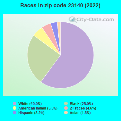 Races in zip code 23140 (2022)