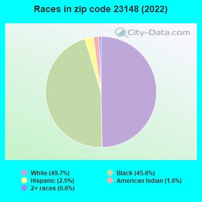 Races in zip code 23148 (2022)