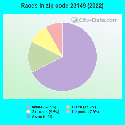 Races in zip code 23149 (2019)