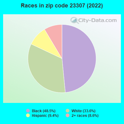 Races in zip code 23307 (2022)