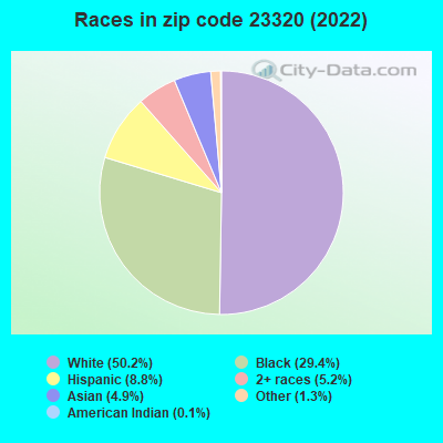 Races in zip code 23320 (2021)