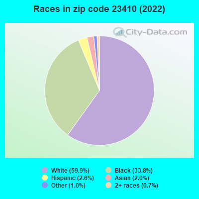 Races in zip code 23410 (2022)