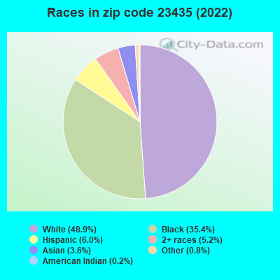 Races in zip code 23435 (2022)
