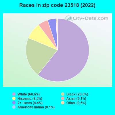 Races in zip code 23518 (2019)