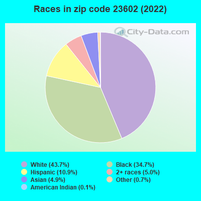 Races in zip code 23602 (2022)
