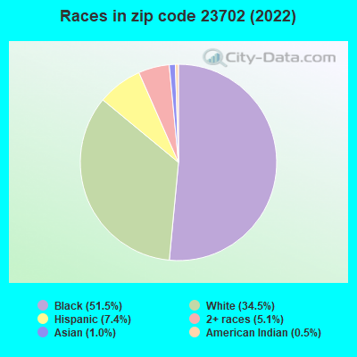Races in zip code 23702 (2019)