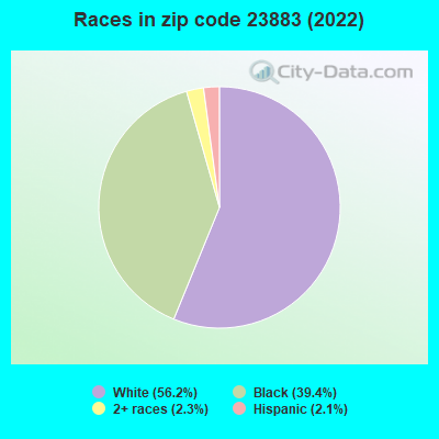 Races in zip code 23883 (2022)