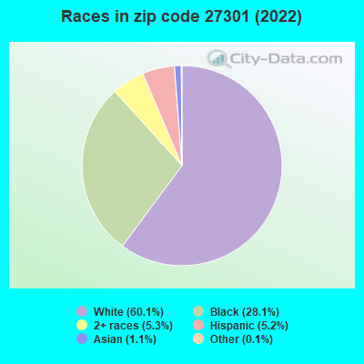 Races in zip code 27301 (2022)