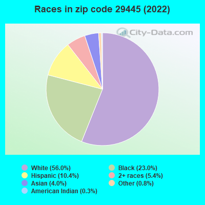 Races in zip code 29445 (2022)