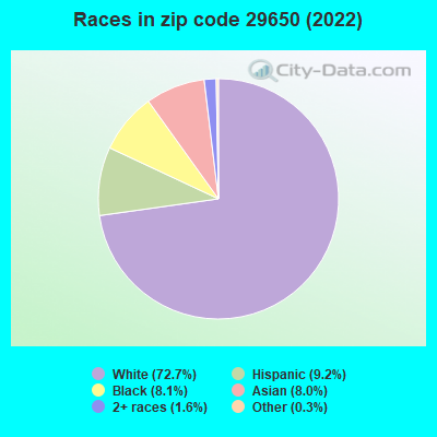 Races in zip code 29650 (2021)