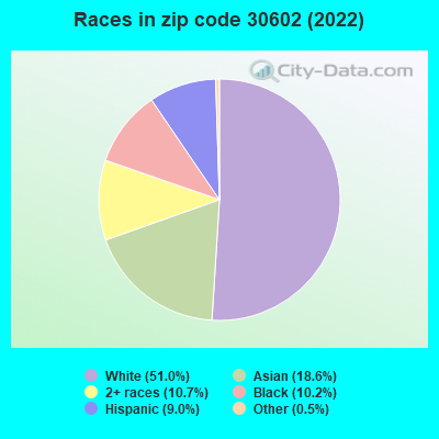 Races in zip code 30602 (2022)