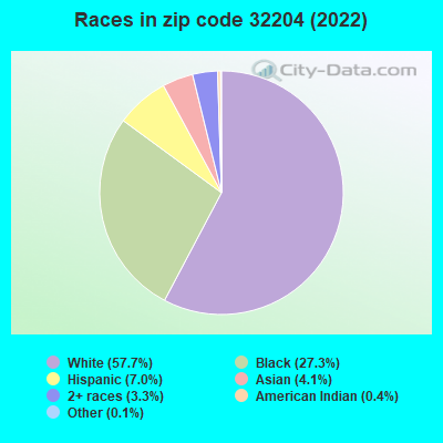 Races in zip code 32204 (2021)