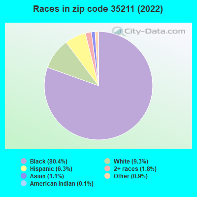 Races in zip code 35211 (2021)