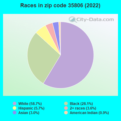 Races in zip code 35806 (2022)