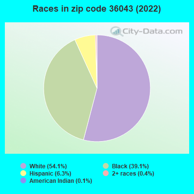 Races in zip code 36043 (2022)