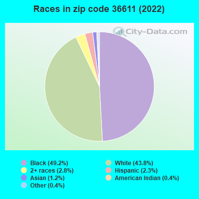 Races in zip code 36611 (2019)